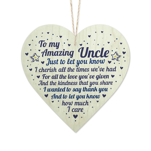 To My Amazing Uncle Wooden Heart Sign Plaque Ornament Gift Keepsake