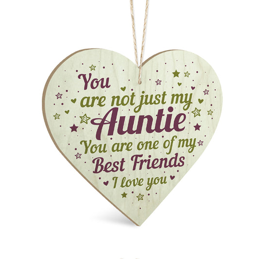 Auntie You Are One Of My Best Friends Wooden Heart Sign Plaque Ornament Gift Keepsake