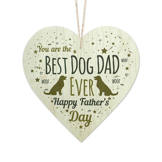 Best Dog Dad Ever Wooden Heart Sign Plaque Ornament Gift Keepsake