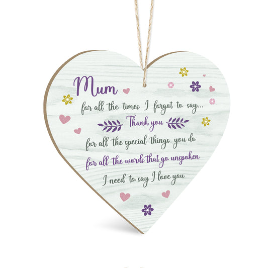 Mum I Need To Say Thank You Wooden Heart Sign Plaque Ornament Gift Keepsake