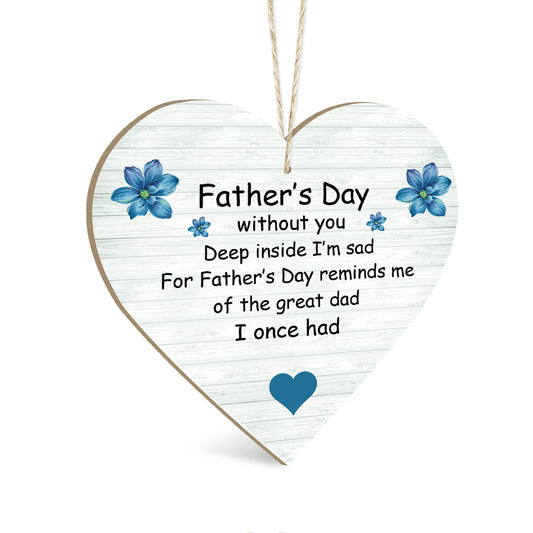 Father's Day Memorial Wooden Heart Sign Plaque Ornament Gift Keepsake