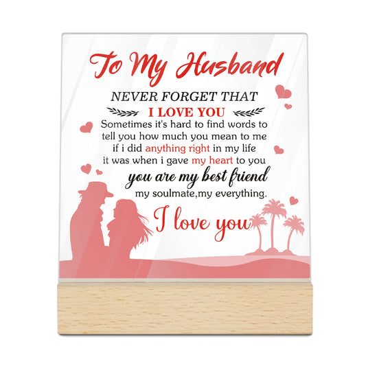 To My Husband Acrylic Plaque On Wooden Stand Free-Standing Sign Gift Keepsake For Husband For Birthday Valentine's Day Special Occasion