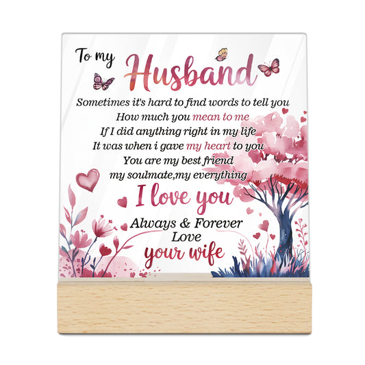 To My Husband Acrylic Plaque On Wooden Stand Free-Standing Sign Gift Keepsake For Husband For Birthday Valentine's Day Special Occasion
