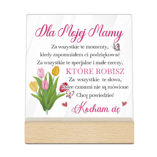 Polish Dla Mojej Mamy Acrylic Plaque On Wooden Stand Free-Standing Sign Gift Keepsake For Mothers For Birthday Mother's Day Special Occasion