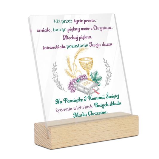 Polish Christening Acrylic Plaque On Wooden Stand Free-Standing Sign Gift Keepsake For Christening Special Occasion