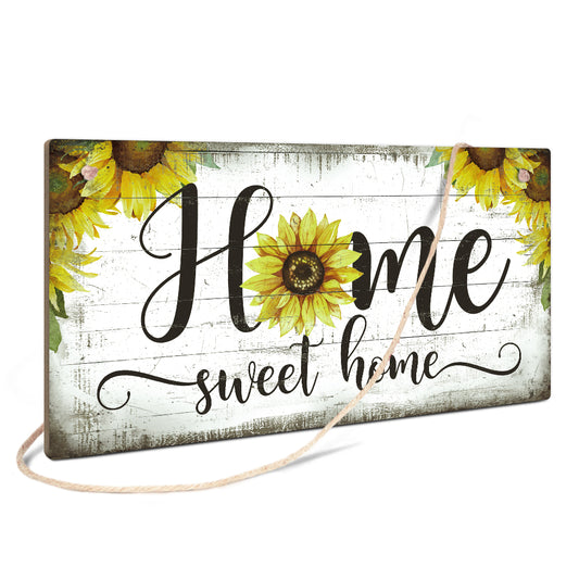 Home Sweet Home Sunflower Wooden Rectangular Hanging Sign Plaque Ornament Gift Keepsake