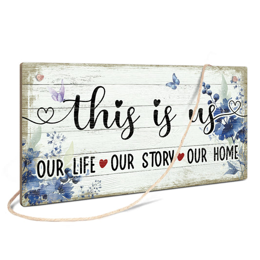 Our Life Our Story Our Home Wooden Rectangular Hanging Sign Plaque Ornament Gift Keepsake