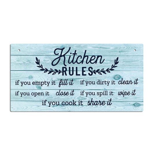 Kitchen Rules Wooden Rectangular Hanging Sign Plaque Ornament Gift Keepsake