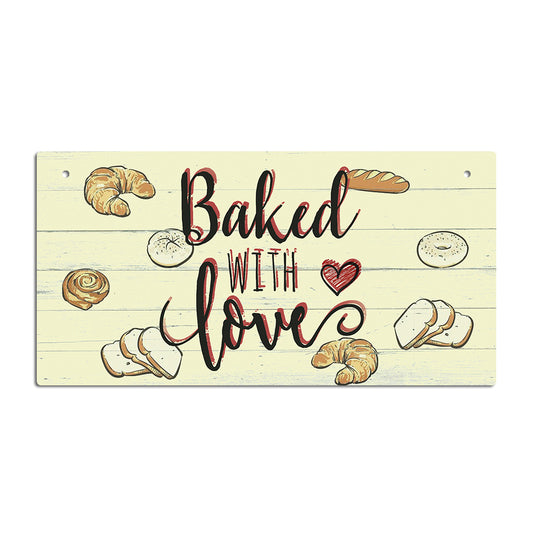Baked With Love Wooden Rectangular Hanging Sign Plaque Ornament Gift Keepsake