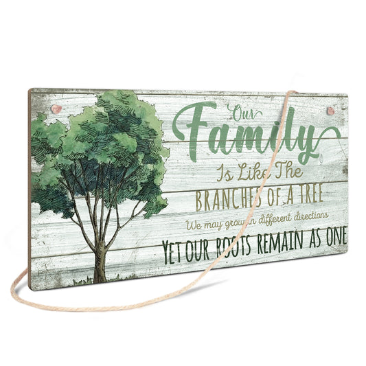 Family Our Roots Remain As One Wooden Rectangular Hanging Sign Plaque Ornament Gift Keepsake
