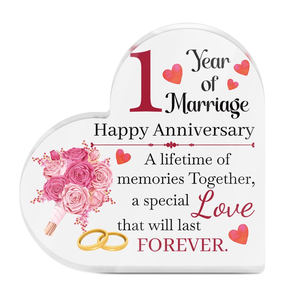 Year Of Marriage Happy Anniversary Heart-Shaped Block Acrylic