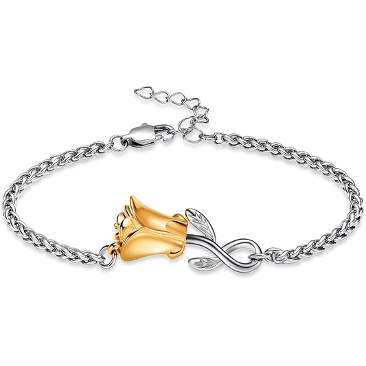Rose Ashes Bracelet Memorial Ashes Locket Cremation Urn Keepsake in Stainless Steel Gift For Loss Of Loved One Bereavement Sympathy Remembrance
