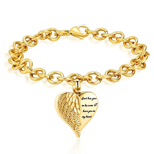 Angel Wings Ashes Bracelet Memorial Ashes Locket Cremation Urn Keepsake in Stainless Steel Gift For Loss Of Loved One Bereavement Sympathy Remembrance