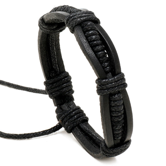 Boho Punk Style Simple Layered Leather Adjustable Bracelet Gothic Steampunk Bohemian Unisex Wristband