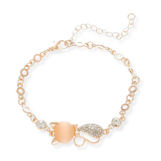 Beautiful Rose Gold Cat Stone Cat Adjustable Bracelet For Friend Girlfriend Daughter Granddaughter For Birthday Anniversary Special Occasion