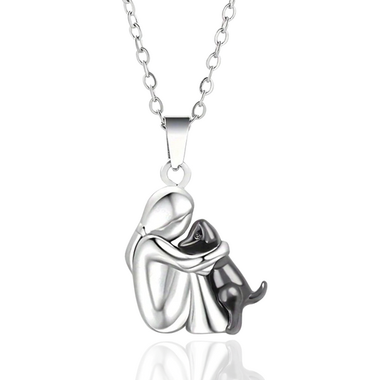 Dog Lovers Stainless Steel Little Girl & Dog Pendant Pet Necklace Gift For Sister Friend Mother Daughter Niece For Birthday Special Occasion
