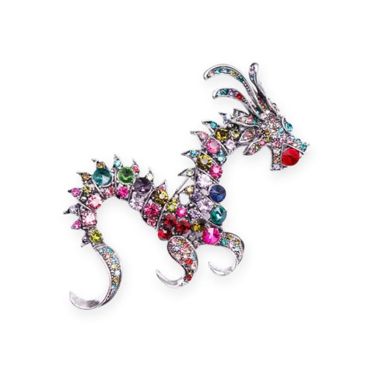 Dragon Rhinestone Crystal Brooch Pin Sparkling Crystals Unique Brooch 6 x 10cm