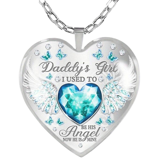 Exquisite Butterfly Daddy's Girl Memorial Heart-Shaped Necklace Pendant Gift For Loss Of Loved One Bereavement Sympathy Remembrance