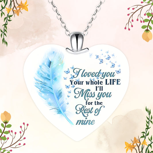 Exquisite Butterfly I'll Miss You Heart-Shaped Crystal Memorial Double Sided Pendant Necklace Gift For Loss Of Loved One Bereavement Sympathy Remembrance