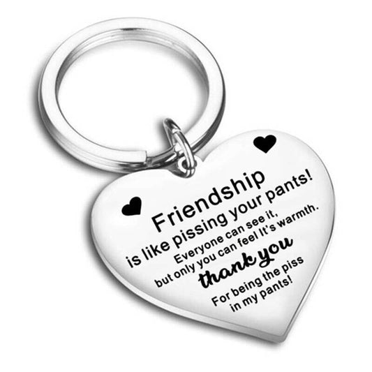 Funny Novelty Friendship Heart Engraved Keychain Keyring Gift For BFF Best Friend Bestie Friendship For Birthday Friendship Day
