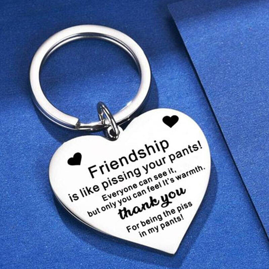 Funny Novelty Friendship Heart Engraved Keychain Keyring Gift For BFF Best Friend Bestie Friendship For Birthday Friendship Day