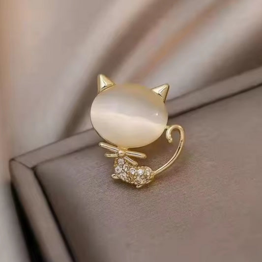 Gold Mini Cat Crystal Brooch Pin Sparkling Crystals Womens Brooch 1 x 1cm