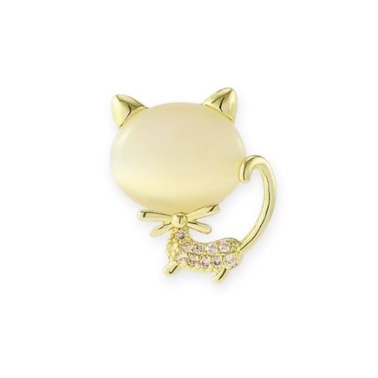 Gold Mini Cat Crystal Brooch Pin Sparkling Crystals Womens Brooch 1 x 1cm