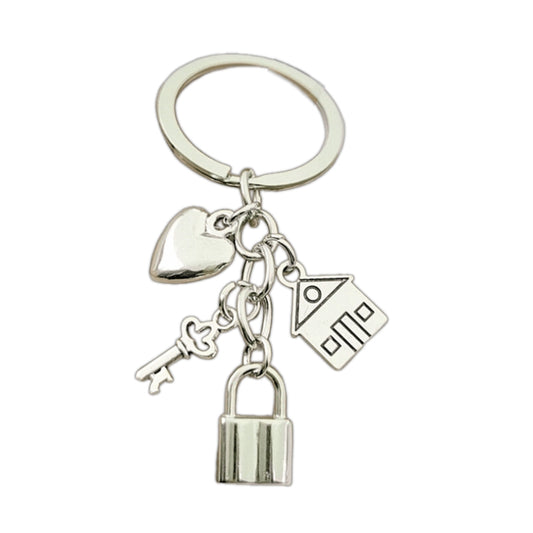 Home Keychain Heart Key And Lock Love House Keyring For Friend Mother Aunt Daughter Niece Grandma For Birthday Special Occasion For House Warming