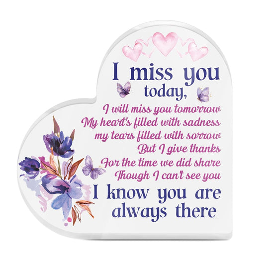 I Know You Are Always There Memorial Heart-Shaped Block Acrylic Plaque Gift Free-Standing Sign Keepsake Gifts For Loss Of Loved One Bereavement Sympathy Remembrance