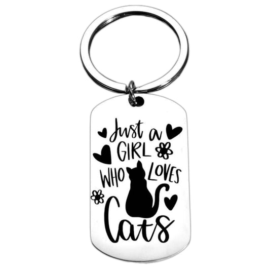 Just A Girl Who Loves Cats Keychain Cute Stainless Steel Cute Keyring Gift For Daughter Niece BFF Best Friend Bestie Friendship For Birthday Friendship Day