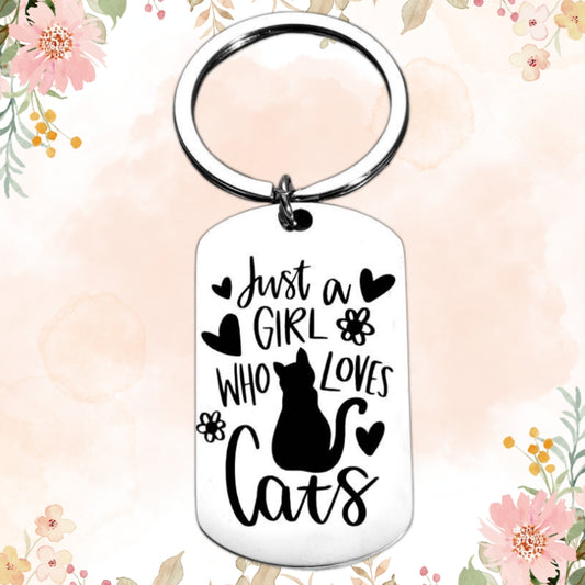 Just A Girl Who Loves Cats Keychain Cute Stainless Steel Cute Keyring Gift For Daughter Niece BFF Best Friend Bestie Friendship For Birthday Friendship Day