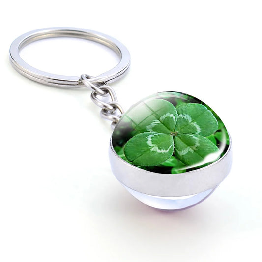Lucky Crystal Marble Four Leaf Clover Keychain Irish Shamrock Keyring Gift For Friend Mother Aunt Daughter Niece Grandma For Birthday Special Occasion