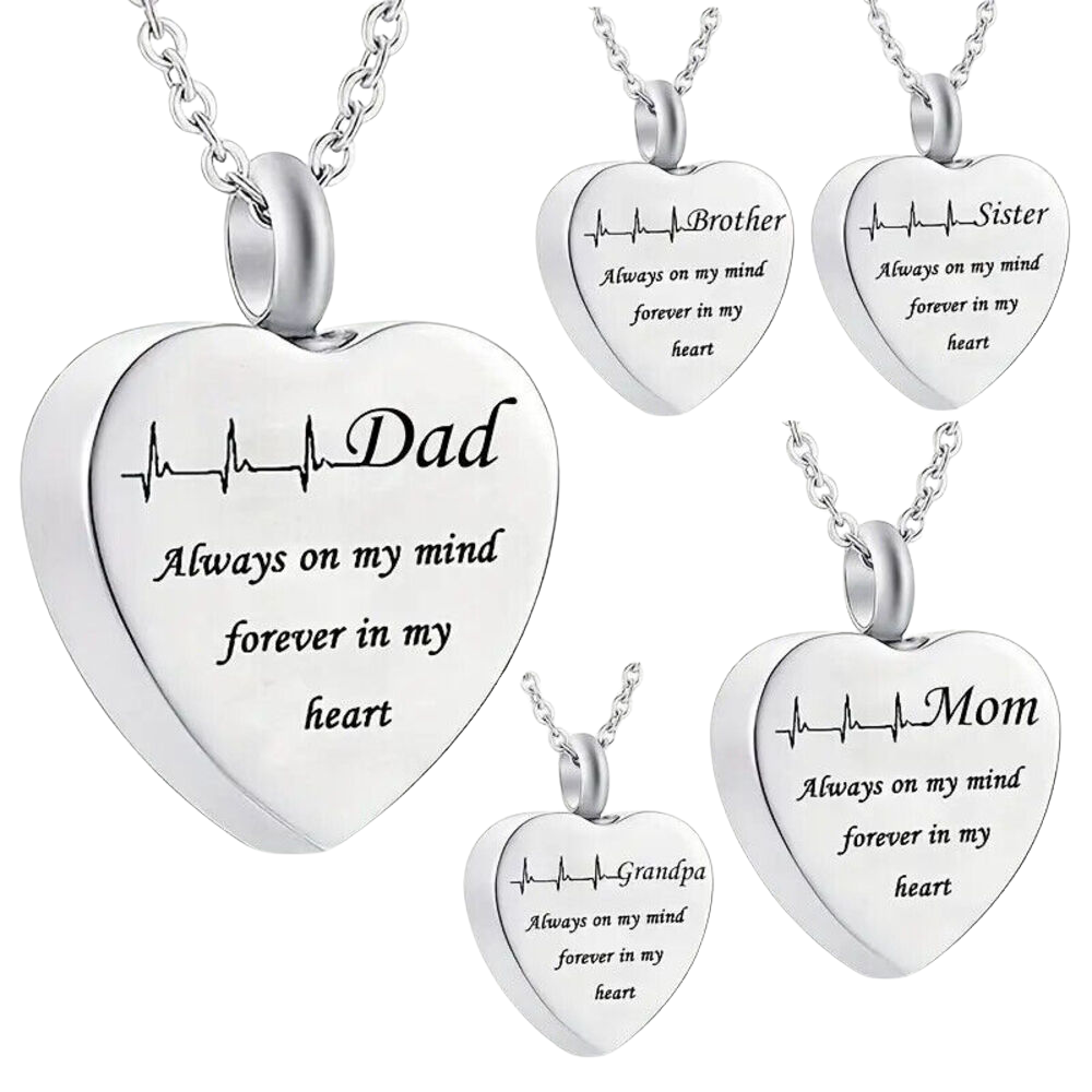 Family Heart Jewellery Urn for Mum Dad Sister Brother Grandma Grandpa