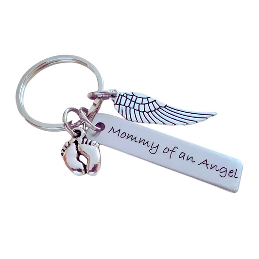 Mommy Of An Angel Memorial Wing Keyring Keepsake Keychain Gift Keepsake For Loss Of Loved One Bereavement Sympathy Remembrance