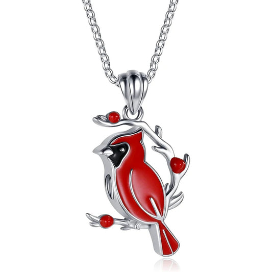 Red Cardinal Ashes Necklace Memorial Pendant Ashes Locket Cremation Urn Keepsake in Stainless Steel Gift For Loss Of Loved One Bereavement Sympathy Remembrance