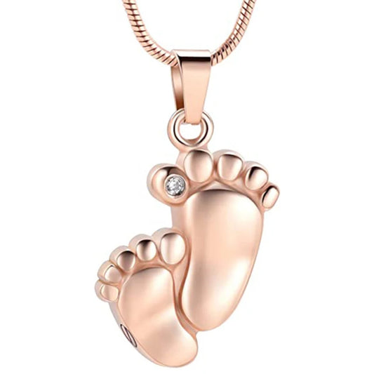 Baby Feet Ashes Necklace Memorial Pendant Ashes Locket Cremation Urn Keepsake in Stainless Steel Gift For Loss Of Loved One Bereavement Sympathy Remembrance