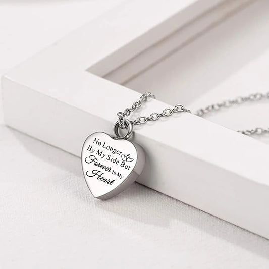 No Longer By My Side But Forever In My Heart Cremation Urn Necklace Pendant Ashes Memorial Locket Keepsake in Stainless Steel Gift For Loss Of Loved One Bereavement Sympathy Remembrance