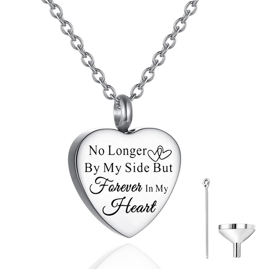 No Longer By My Side But Forever In My Heart Cremation Urn Necklace Pendant Ashes Memorial Locket Keepsake in Stainless Steel Gift For Loss Of Loved One Bereavement Sympathy Remembrance