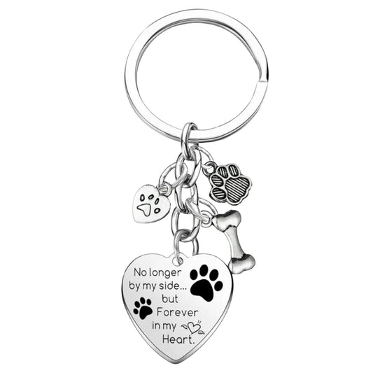 Pet Dog Paws Keychain Memorial Stainless Steel Keyring No Longer By My Side Loss Of Dog Keyring Keepsake For Loss Of Pet Bereavement Sympathy Remembrance