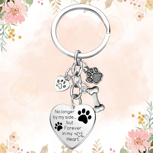 Pet Dog Paws Keychain Memorial Stainless Steel Keyring No Longer By My Side Loss Of Dog Keyring Keepsake For Loss Of Pet Bereavement Sympathy Remembrance