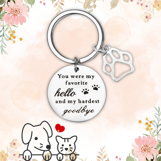 Pet Memorial Keychain Engraved Paw Charm Gift Loss Of Dog Cat Keyring Keepsake For Loss Of Pet Bereavement Sympathy Remembrance V2