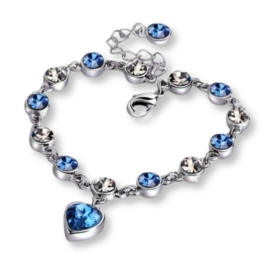 Stunning Crystal Silver Heart of the Ocean Bracelet Dark Blue For Friend Girlfriend Daughter Granddaughter For Birthday Anniversary Special Occasion