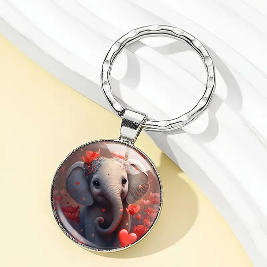 Stunning Cute Elephant Animal Flowers Keyring Charm Keychain Gift For Friend Mother Aunt Daughter Niece Grandma For Birthday Special Occasion