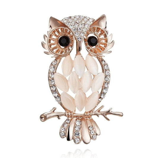 Stunning Owl Opal Brooch Elegant Rhinestone Animal Pin For Women Cubic Zirconia Gift Idea For Mum Grandma Aunt