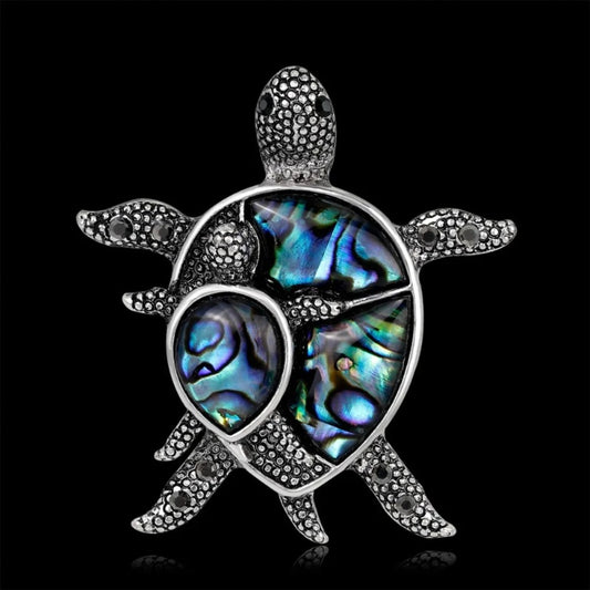Silver Turtle Brooch Elegant Inlaid Rhinestone Animal Lapel Pin For Women Blouse Dress Coat Scarf Brooch