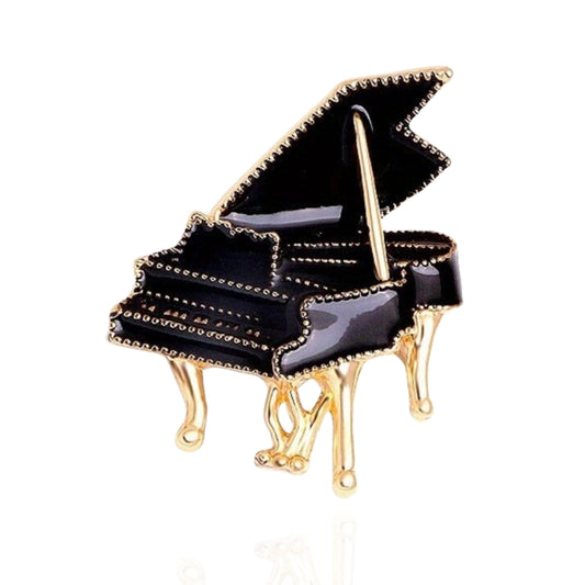 Black Piano Brooch Elegant Inlaid Instrument Lapel Pin For Women Blouse Dress Coat Scarf Brooch