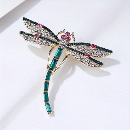Multi-Coloured Dragonfly Brooch Elegant Inlaid Rhinestone Insect Lapel Pin For Women Blouse Dress Coat Scarf Brooch