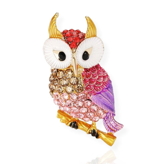 Owl On A Branch Brooch Elegant Inlaid Rhinestone Animal Lapel Pin For Women Blouse Dress Coat Scarf Brooch