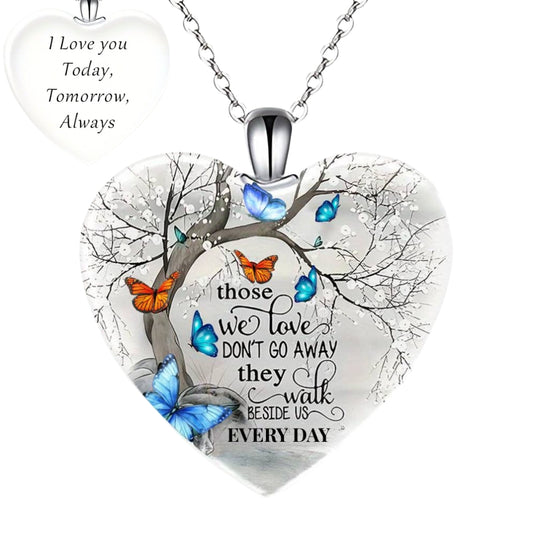 Exquisite Those We Love Don't Go Away Memorial Stainless Steel Pendant Necklace Gift For Loss Of Loved One Bereavement Sympathy Remembrance