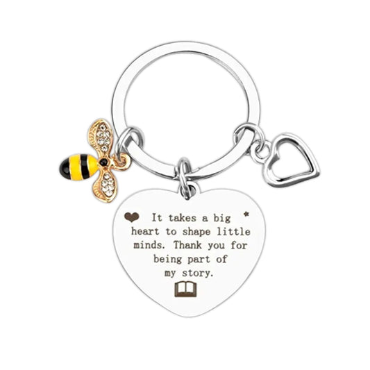 Bee Honey & Heart Charm Inspirational Engraved Rhinestone Keyring Bee Lovers Metal Keychain For Friend Mother Aunt Daughter Niece Grandma For Birthday Special Occasion